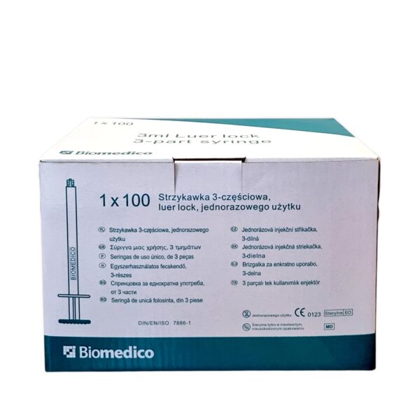 Strzykawka 3cz. luer lock Biomedico 3ml, 100szt./op. - obrazek 2