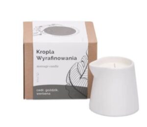 Świeca do masażu w kartonie (kropla wyrafinowania-cedr, goździk, werbena), 250g