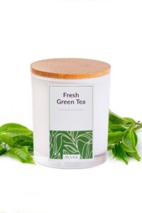 Świeca zapachowa z wosku sojowego w szkle-(Fresh Green Tea), 300ml