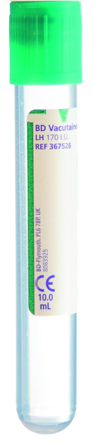 Probówka z heparyną litową 10ml, BD Vacutainer, 16x100mm, 100szt/op 367526