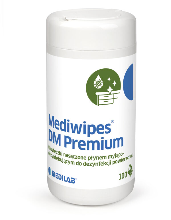 Mediwipes DM Premium, chusteczki do mycia i dezynfekcji powierzchni (tuba+wkład), 100szt./op.