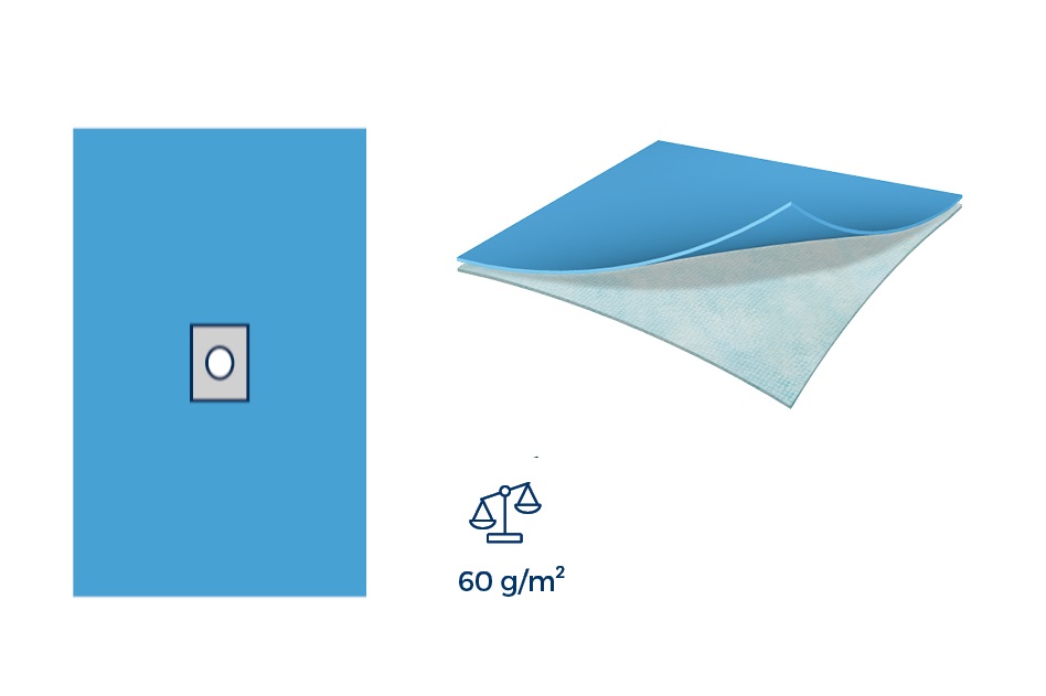Serweta chirurgiczna 2W ALPHAtex (50x60cm) z otworem przylepnym 6x8cm, sterylna, 1szt.