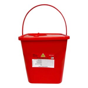Pojemnik/wiaderko (kwadratowe) na odpady medyczne Neuplast 5L - Czerwony, 1szt.