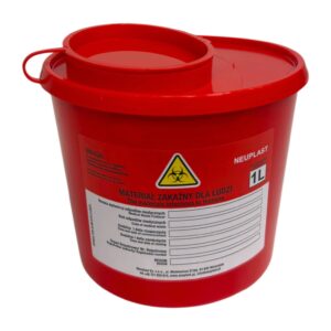 Pojemnik na odpady medyczne Neuplast 1L - Czerwony, 1szt.