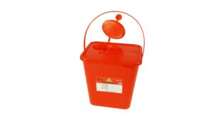 Pojemnik na odpady med., czerwony wiaderko kwadratowe, 5L, 1szt.