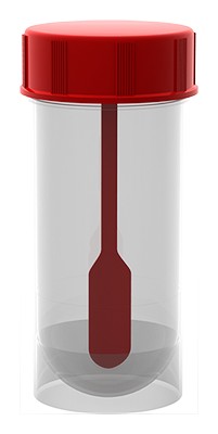 Pojemnik PP na kał, z czerwoną zakręconą zakrętką z łopatką, niejałowy 30ml, 1szt. REF:313117