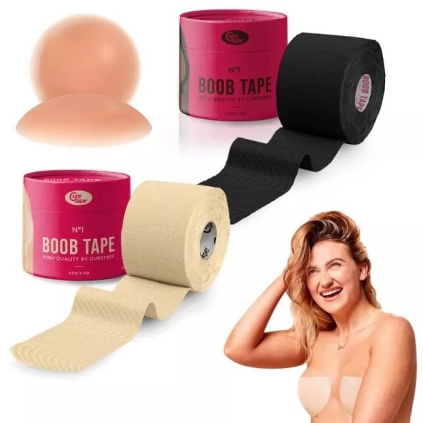 Taśma Boob Tape - elastyczna taśma modelująca i podtrzymująca biust z nasutnikami (5cmx5m) beżowa, 1szt. - obrazek 3