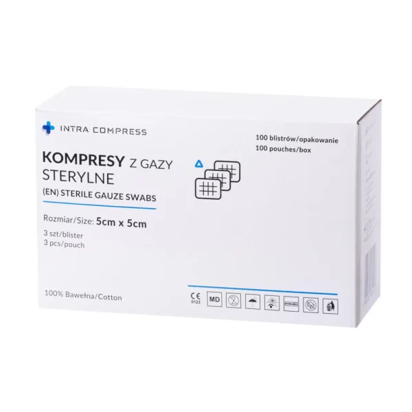 Kompres gazowy Intra Compress (5x5cm) jałowy, 8W-17N,  3szt./op. - obrazek 2