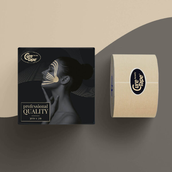 Taśma CureTape Beauty - tejp plaster do kinesiotapingu twarzy i biustu (5cmx5m) beżowy, 1szt. - obrazek 2