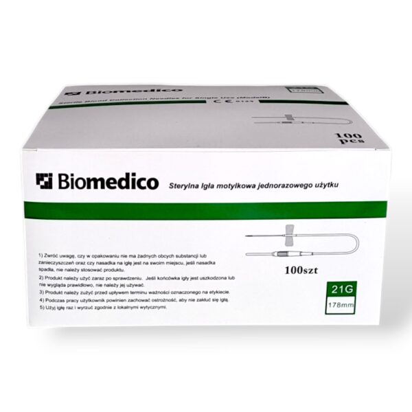 Igła motylkowa z wężykiem Biomedico, 100szt./op. - obrazek 4