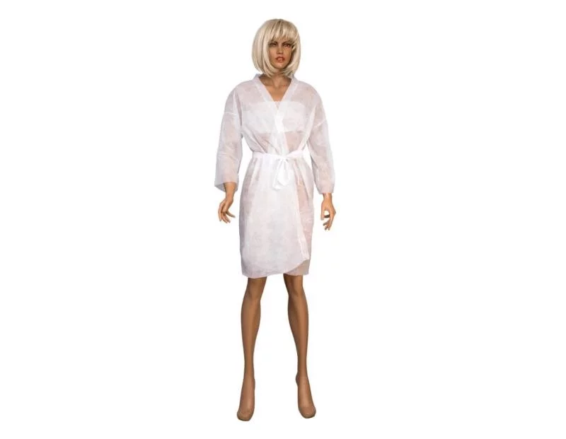 Szlafrok z włókniny PP wiązany, 1 szt. Biały