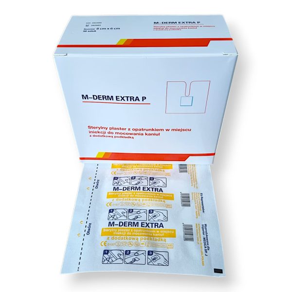 Plaster do mocowania wenflonów, kaniul z opatrunkiem M-DERM EXTRA P (8x6cm), 50szt./op. - obrazek 3