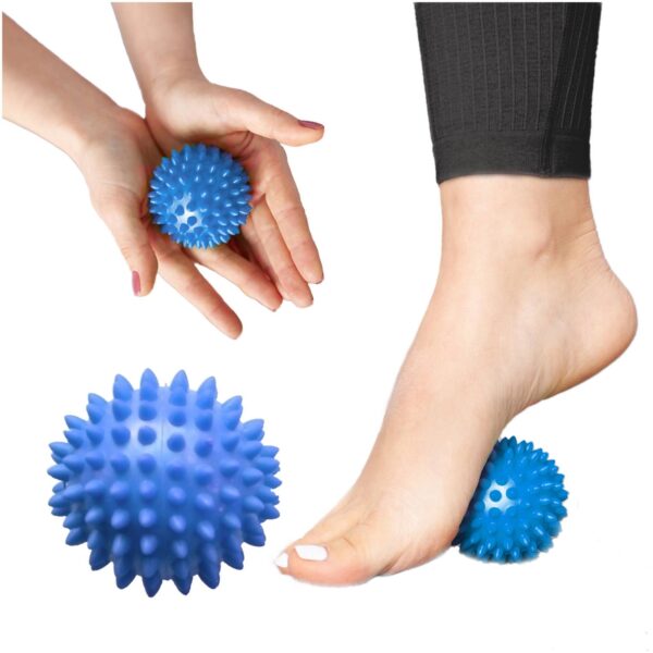 Piłka do masażu i rehabilitacji z kolcami 8cm, niebieska, 1szt - obrazek 2