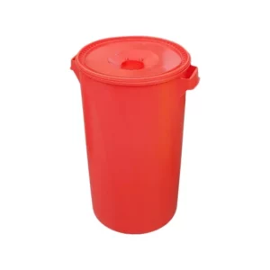 Pojemnik na odpady medyczne z pokrywą i uchwytem 60L Zarys czerwony, OKRĄGŁY