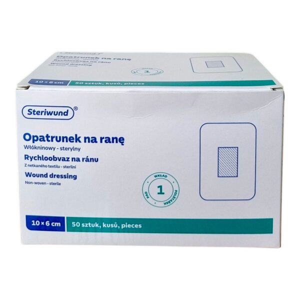 Opatrunek włókninowy na ranę z wkładem chłonnym Steriwund (10x6cm), sterylny, 50szt./op.